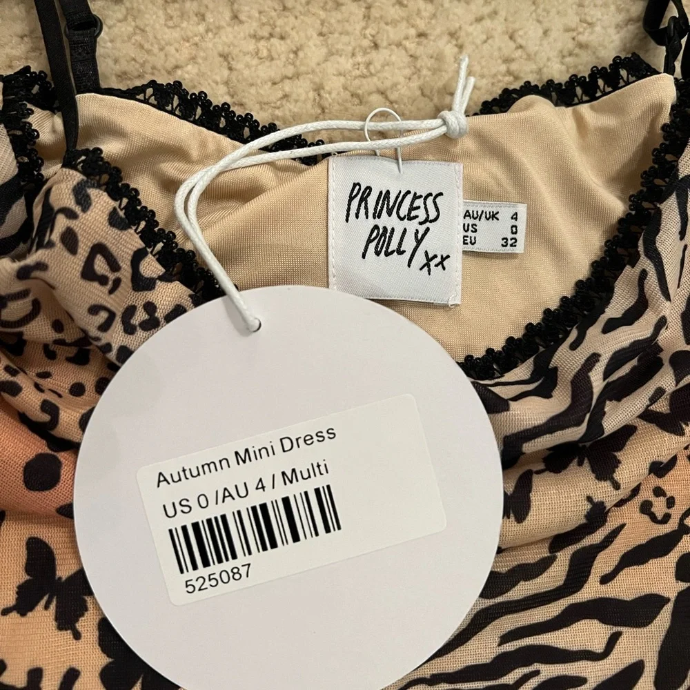 Princess Polly Autumn Mini Dress Leopard Bodycon Size 0 - Picture 6 of 9